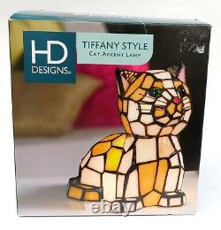 Stained Glass Tiffany (style) Cat Accent Lamp HD Designs in original Box