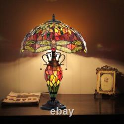 Stained Glass Tiffany-style Dark Bronze 3 Light Double Lit Table Lamp 16 Shade