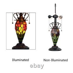 Stained Glass Tiffany-style Dark Bronze 3 Light Double Lit Table Lamp 16 Shade