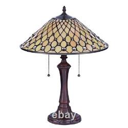 Stained Glass Tiffany-style Victorian Table Lamp 16 Wide Shade Glass Beads