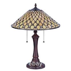 Stained Glass Tiffany-style Victorian Table Lamp 16 Wide Shade Glass Beads