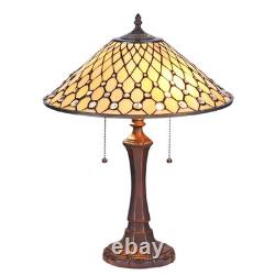 Stained Glass Tiffany-style Victorian Table Lamp 16 Wide Shade Glass Beads