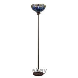 Stained Glass Torchiere Floor Lamp Dragonfly Tiffany Style Design