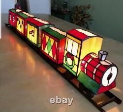 Stained Glass Train Lamp Cars Tiffany Style Choo Choo Christmas Rare NEW