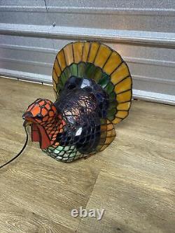 Stained Glass Turkey Lamp Thanksgiving Décor Working Vintage READ