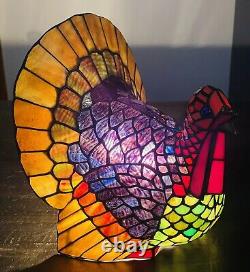 Stained Glass Turkey Lamp Tiffany Style Cracker Barrel Vibrant Colors in Box