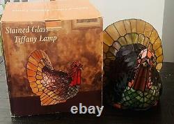 Stained Glass Turkey Lamp Tiffany Style Cracker Barrel Vibrant Colors in Box