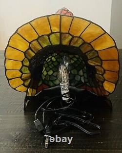 Stained Glass Turkey Lamp Tiffany Style Cracker Barrel Vibrant Colors in Box