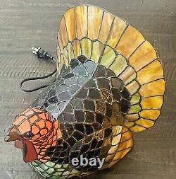 Stained Glass Turkey Lamp Tiffany Style Cracker Barrel Vibrant Colors in Box