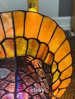 Stained Glass Turkey Lamp Tiffany Style Cracker Barrel Vibrant Colors in Box