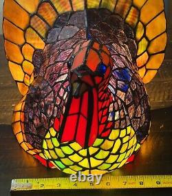 Stained Glass Turkey Lamp Tiffany Style Cracker Barrel Vibrant Colors in Box