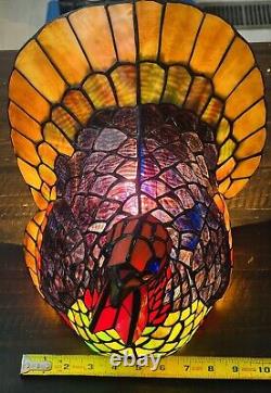 Stained Glass Turkey Lamp Tiffany Style Cracker Barrel Vibrant Colors in Box