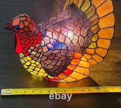 Stained Glass Turkey Lamp Tiffany Style Cracker Barrel Vibrant Colors in Box