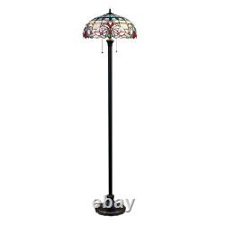 Stained Glass Victorian Style Dark Bronze 2 Bulb Floor Lamp 18 Wide Shade