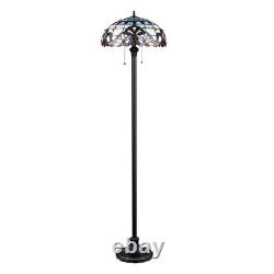 Stained Glass Victorian Style Dark Bronze 2 Bulb Floor Lamp 18 Wide Shade