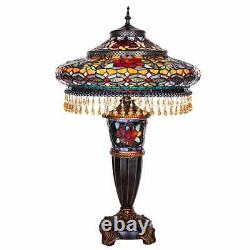 Stained Glass Victorian Tiffany Style Table Lamp 27.5in 1199 Pieces Handcraft