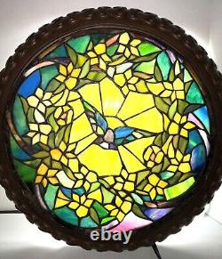 Stained Glass Wall Art Decor Flat Lamp. Beautiful, Intricate Details And Design