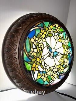 Stained Glass Wall Art Decor Flat Lamp. Beautiful, Intricate Details And Design