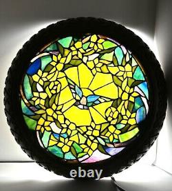 Stained Glass Wall Art Decor Flat Lamp. Beautiful, Intricate Details And Design