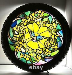 Stained Glass Wall Art Decor Flat Lamp. Beautiful, Intricate Details And Design