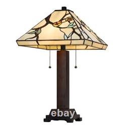 Stained glass Metal/Resin Tiffany Table Lamp With Pull Chain Switches 60W X 2