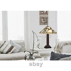 Stained glass Metal/Resin Tiffany Table Lamp With Pull Chain Switches 60W X 2