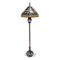 Standing Floor Lamp Tiffany Stained Glass Style Floral 2 Light Reading Victorian