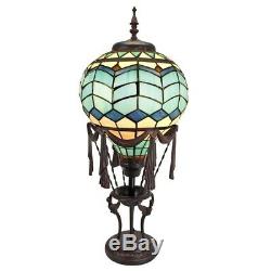 Steampunk Hot Air Balloon Illuminated Stained Art Glass 27.5 Statue Table Lamp