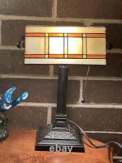 Stunning Oil Rubbed Bronze Lamp with Tiffany Stained Glass Mission Style Shade