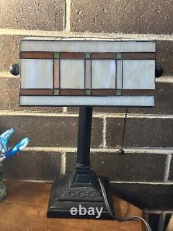 Stunning Oil Rubbed Bronze Lamp with Tiffany Stained Glass Mission Style Shade
