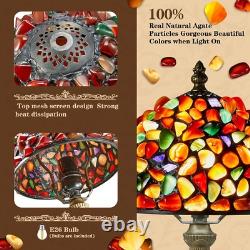 Stunning Tiffany Style Agate and Stained Glass Lamp Eco-Friendly 15.7 Design