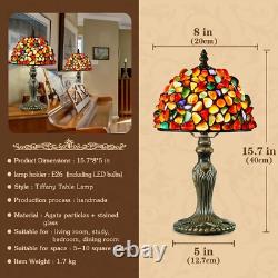 Stunning Tiffany Style Agate and Stained Glass Lamp Eco-Friendly 15.7 Design