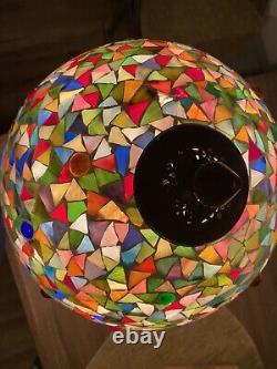 Stunning Tiffany Style Multi Stained Glass Vintage Table Lamp & Shade 17 X 8