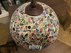 Stunning Tiffany Style Multi Stained Glass Vintage Table Lamp & Shade 17 X 8