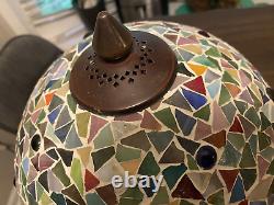 Stunning Tiffany Style Multi Stained Glass Vintage Table Lamp & Shade 17 X 8