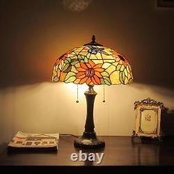 Sunflower Theme Stained Glass 22in Table Lamp Tiffany Style Design