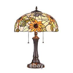 Sunflower Theme Stained Glass 22in Table Lamp Tiffany Style Design