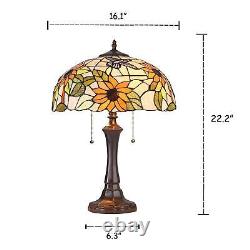 Sunflower Theme Stained Glass 22in Table Lamp Tiffany Style Design