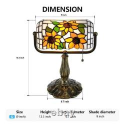 Sunflower Tiffany Bankers Desk Lamp, Handcrafted Stained Glass Piano Light for