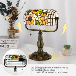 Sunflower Tiffany Bankers Desk Lamp, Handcrafted Stained Glass Piano Light for
