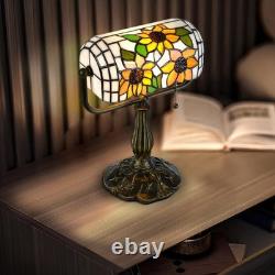 Sunflower Tiffany Bankers Desk Lamp, Handcrafted Stained Glass Piano Light for