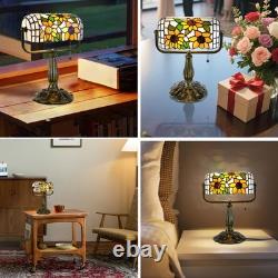 Sunflower Tiffany Bankers Desk Lamp, Handcrafted Stained Glass Piano Light for