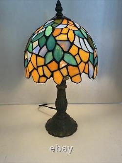 Superb Tiffany Style Large Multi-Colored Stained Glass Lamp15 Tall