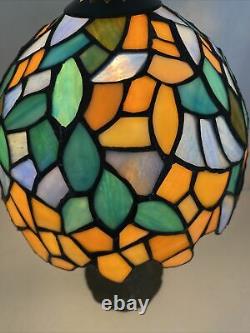 Superb Tiffany Style Large Multi-Colored Stained Glass Lamp15 Tall