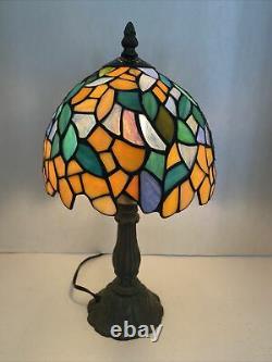 Superb Tiffany Style Large Multi-Colored Stained Glass Lamp15 Tall