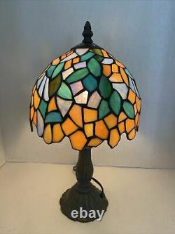 Superb Tiffany Style Large Multi-Colored Stained Glass Lamp15 Tall
