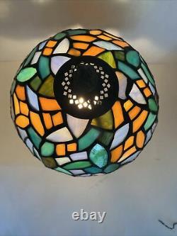 Superb Tiffany Style Large Multi-Colored Stained Glass Lamp15 Tall