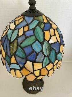 Superb Tiffany Style Large Multi-Colored Stained Glass Lamp15 Tall