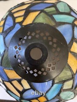 Superb Tiffany Style Large Multi-Colored Stained Glass Lamp15 Tall