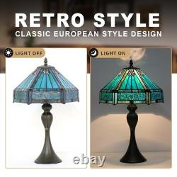 TFNALNB Tiffany Style Stained Glass Table Lamp, 12x12x19 Inch, Vintage Metal